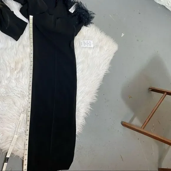 NEW JAYGODFEY Elaina black strapless feathers jumpsuit 4